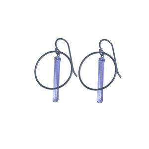 Small Lavender Pendulum Hoops Earrings