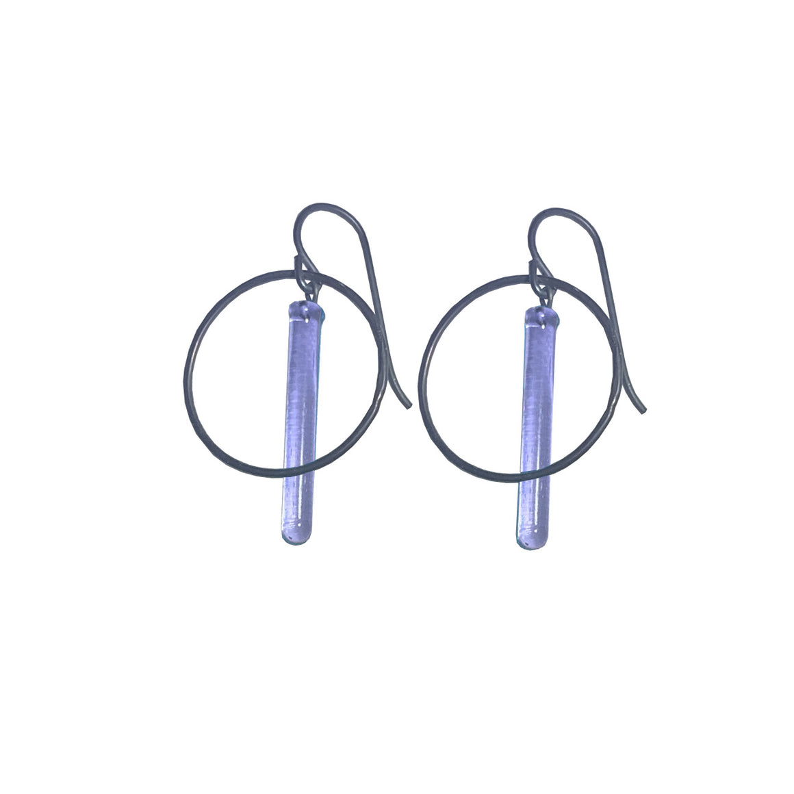 Small Lavender Pendulum Hoops Earrings