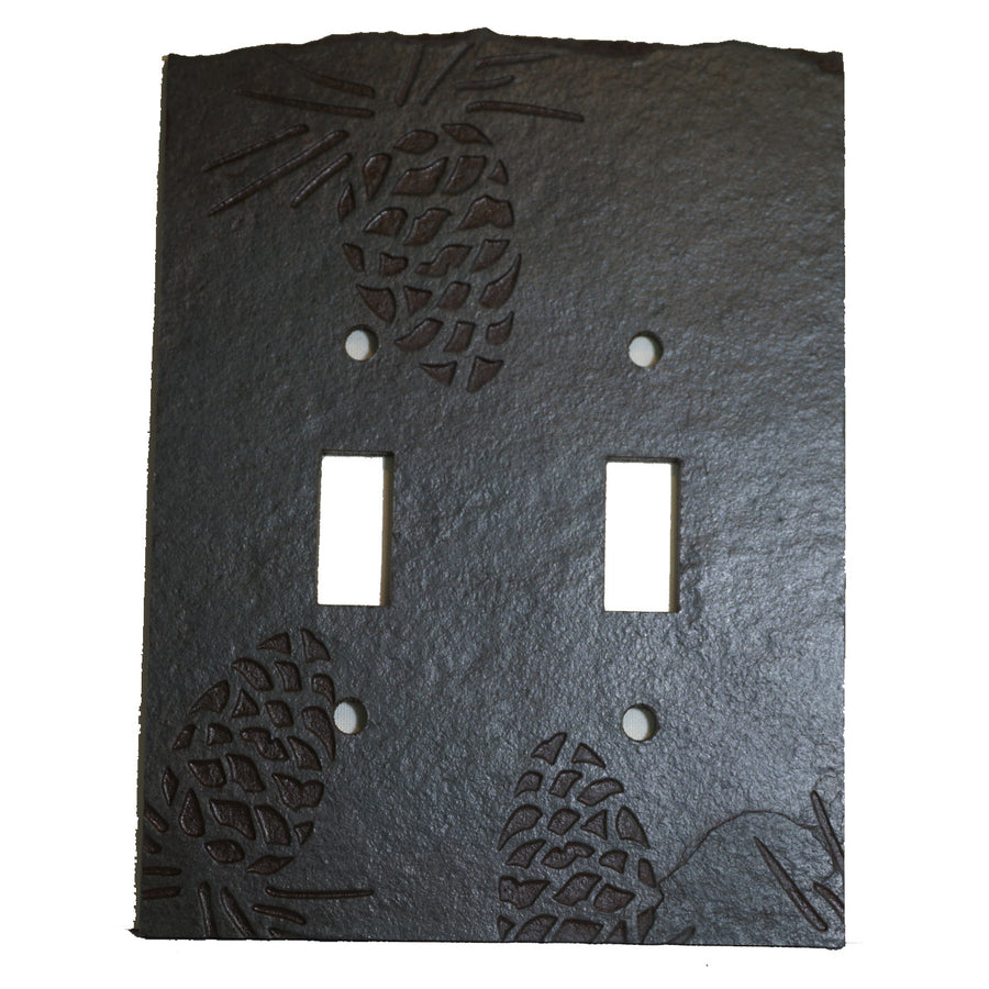 Pine Cone Ebony Antiqued Stone Switch Plate