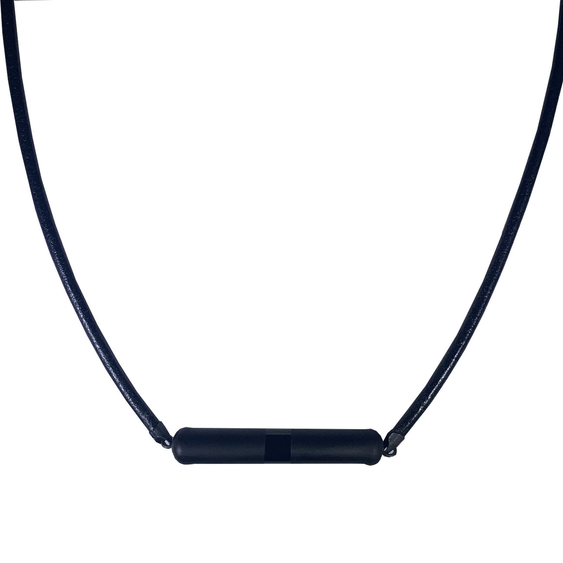 Two Toned Black Glass Necklace with Leather Cord