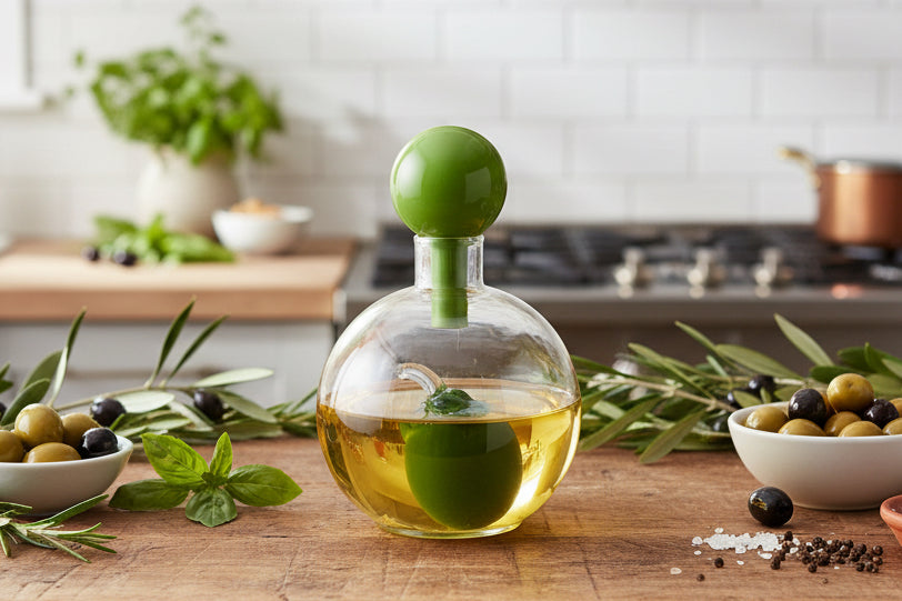 Premium Italian Design Oil Dispenser – 10oz Borosilicate Glass Carafe