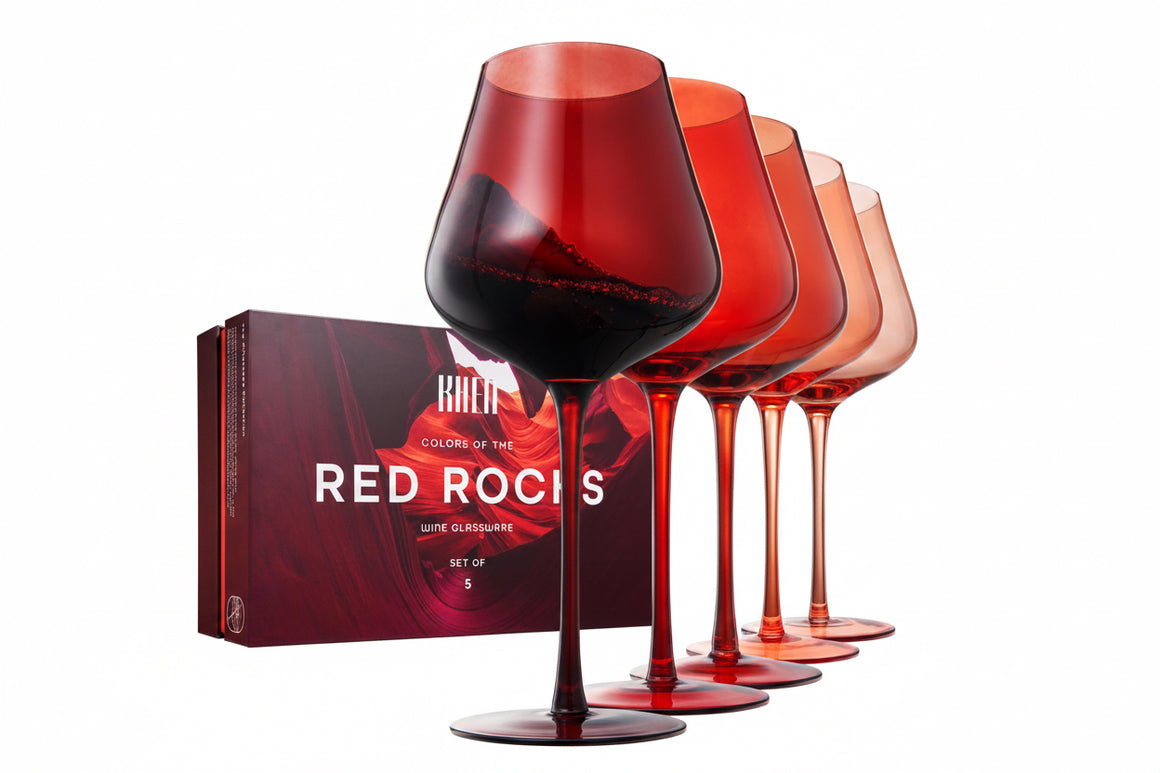 Red Rocks Gradient Colored Wine Glass | Set of 5 | 20 oz