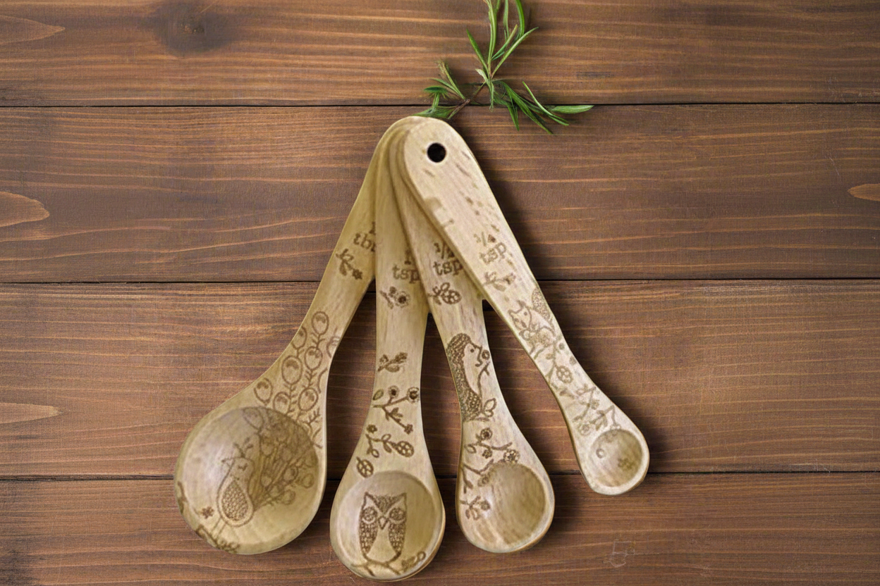 Embossed Beechwood Measuring Spoons