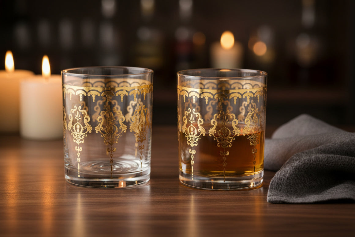 Moroccan Whiskey & Cocktail Tumbler Glass | Clear | Set of 2