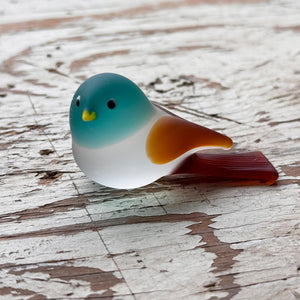 Medium Murano Glass Bird (Turquoise head and Rust Wings/Tail)