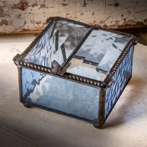 Pale Blue Stained Glass Box- Center Open