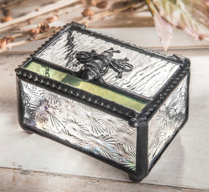 Clear Florentine Glass Box with Bee