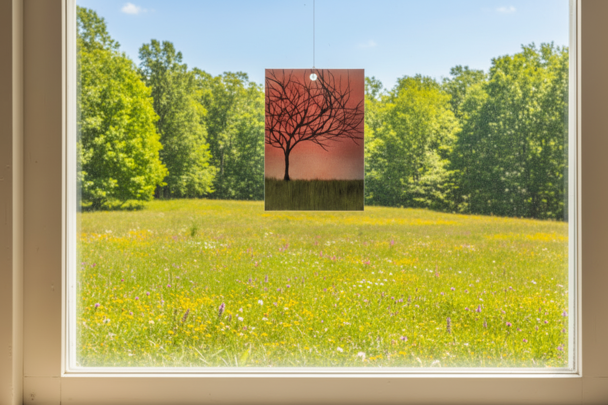 Big Tree 9" x 6" Reverse Hand Painted Window Hanging by Jamie Barthel