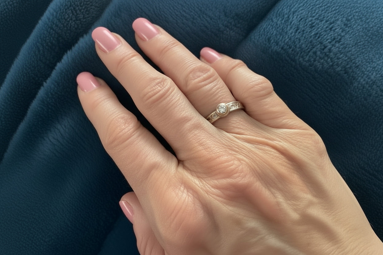 Sterling Silver Band with 14kt Goldfill and 3mm CZ