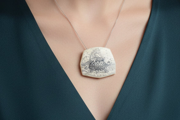 Where to?  Mermaid on a Tortoise Pin or Necklace by Tree of Life