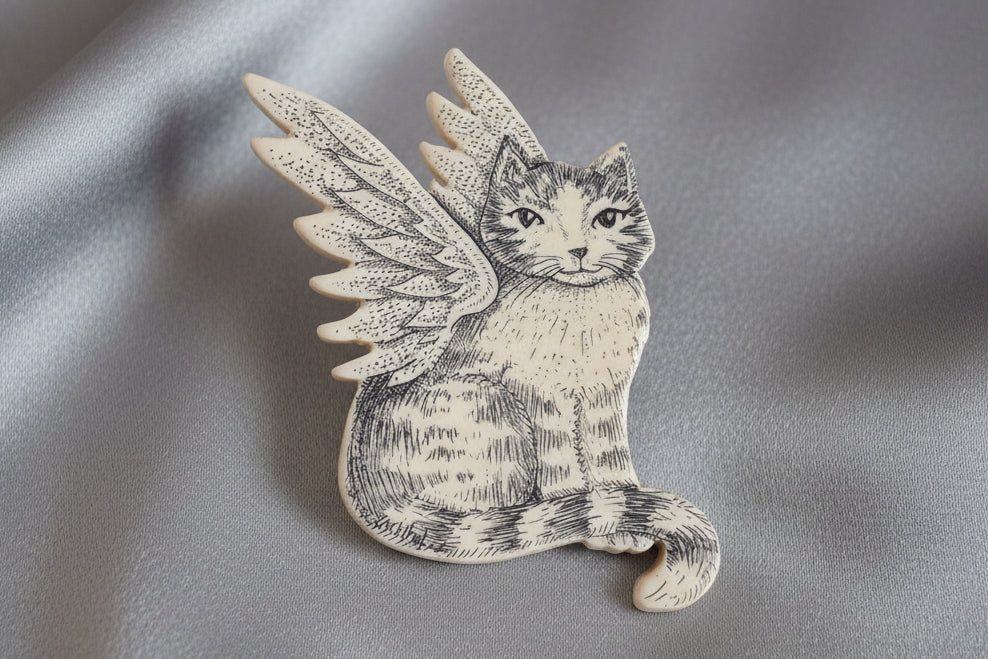 Winged Cat Pin or Necklace by Tree of Life