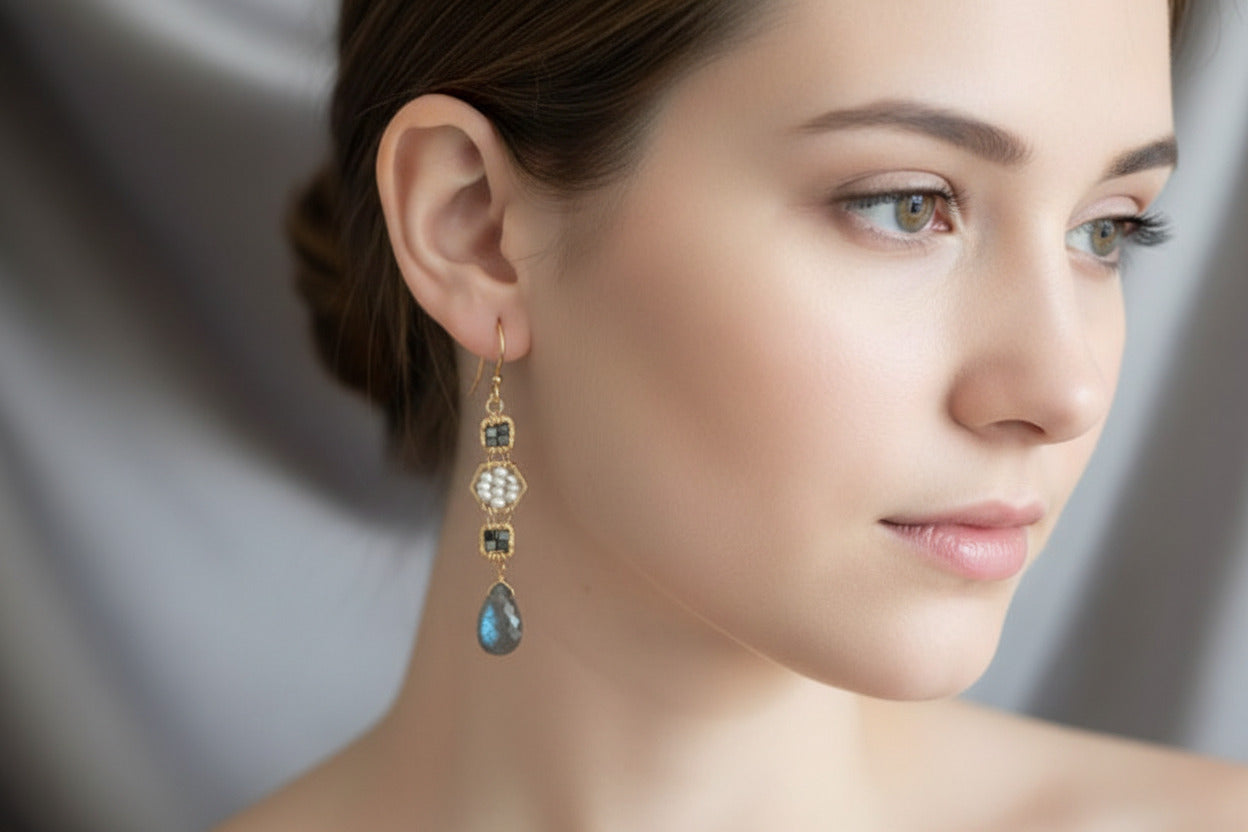 Gold filled black hematite pearl labradorite by Michelle Pressler