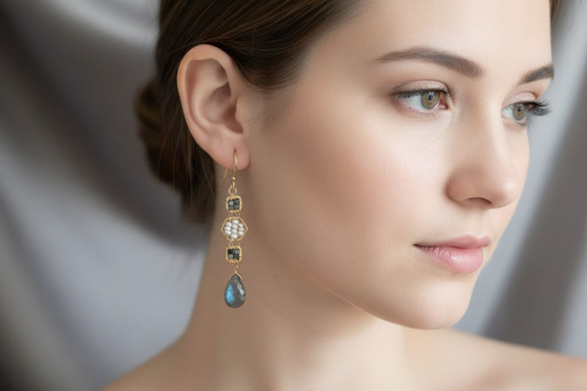 Gold filled black hematite pearl labradorite by Michelle Pressler