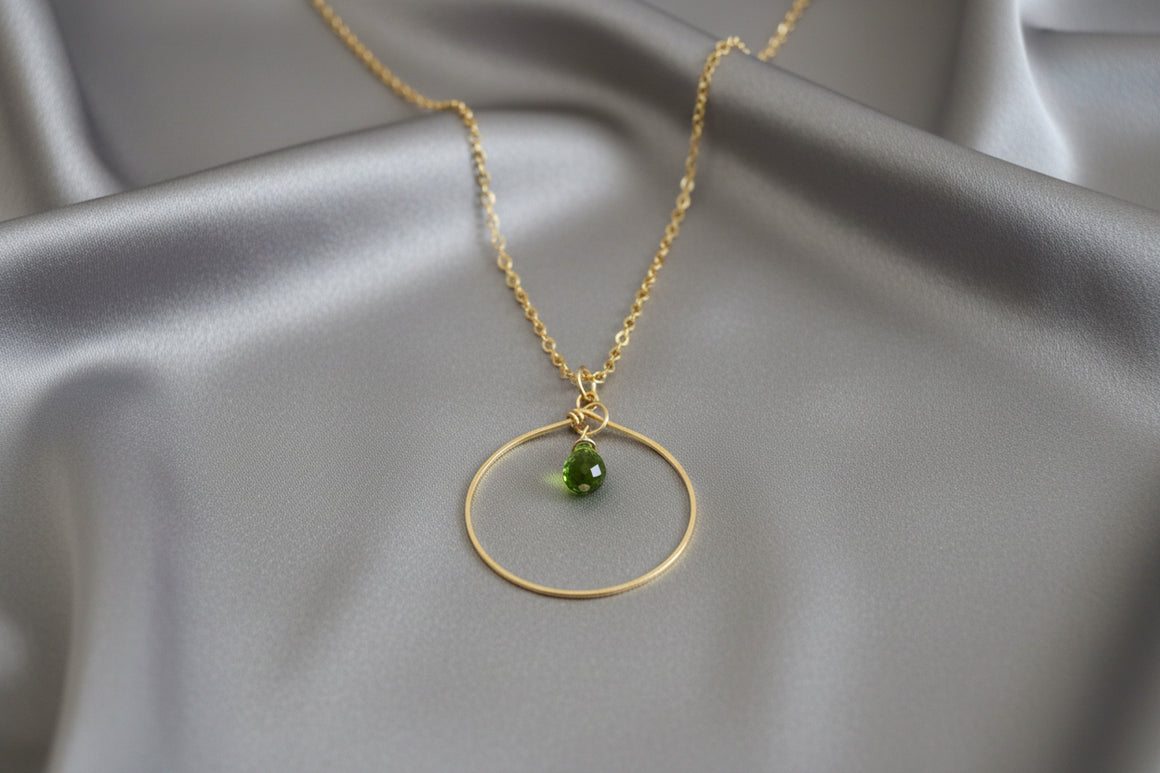 Mia 18" Goldfill Chain with Gold Hoop and Peridot Pendant