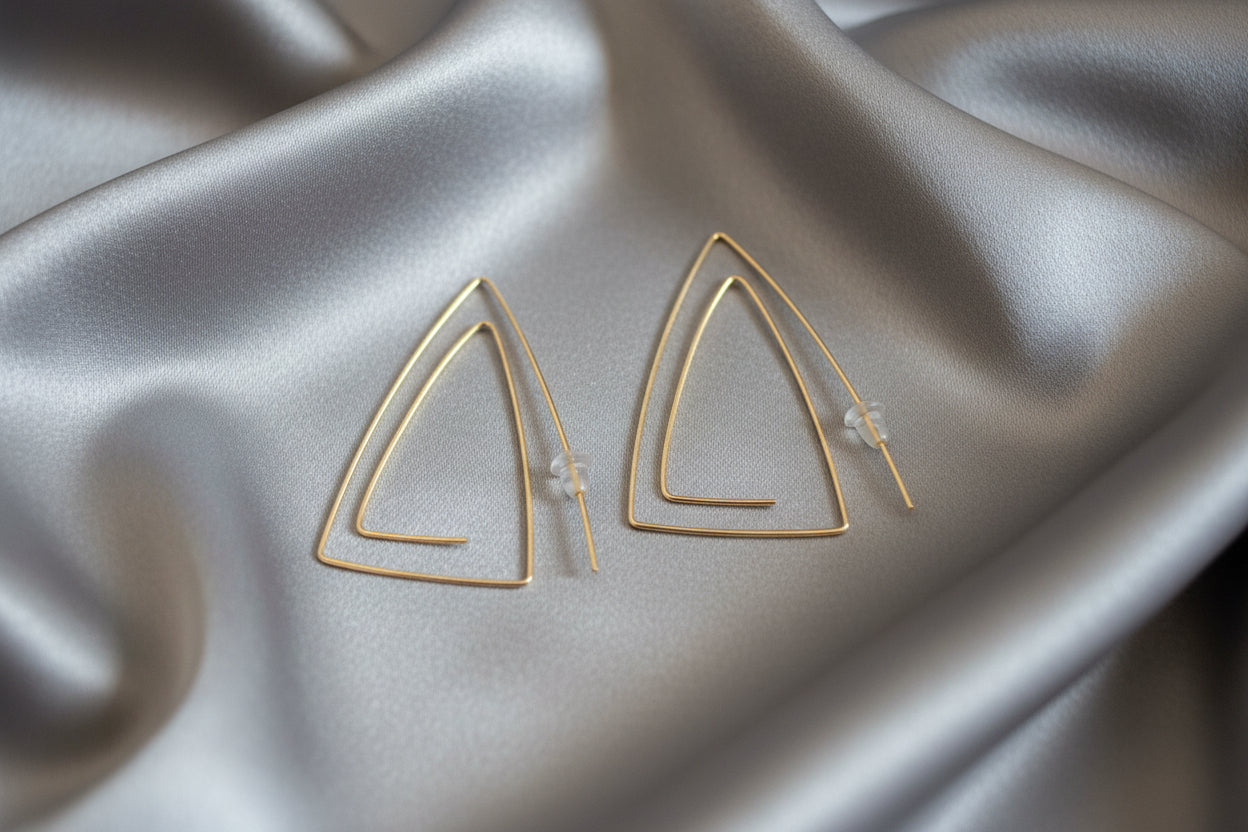 Triangle Geometric Goldfill Earrings by Susan Rosengard