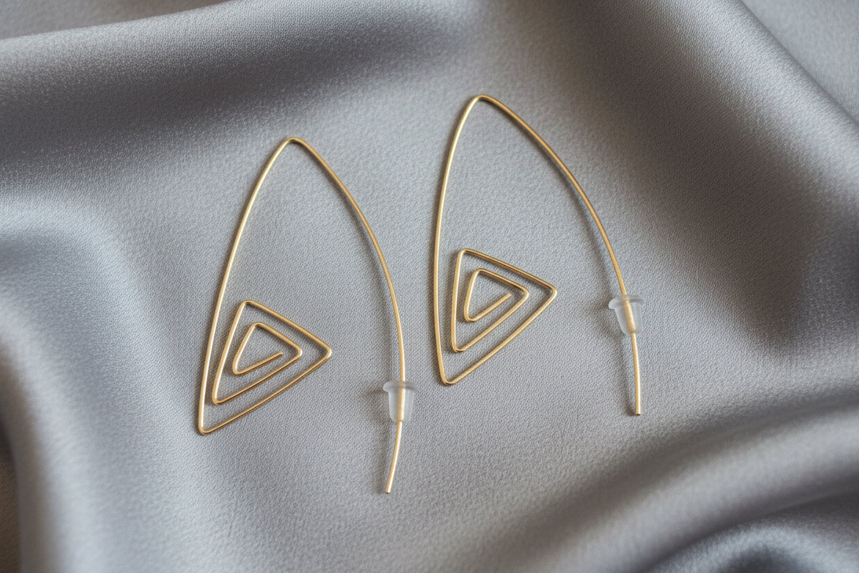 Small Triangle Geometric Goldfill Earrings by Susan Rosengard