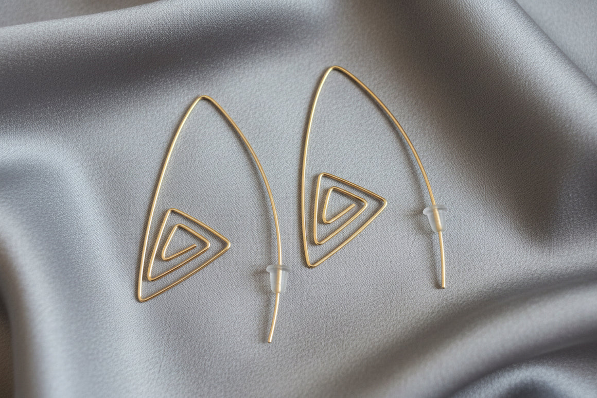 Small Triangle Geometric Goldfill Earrings by Susan Rosengard