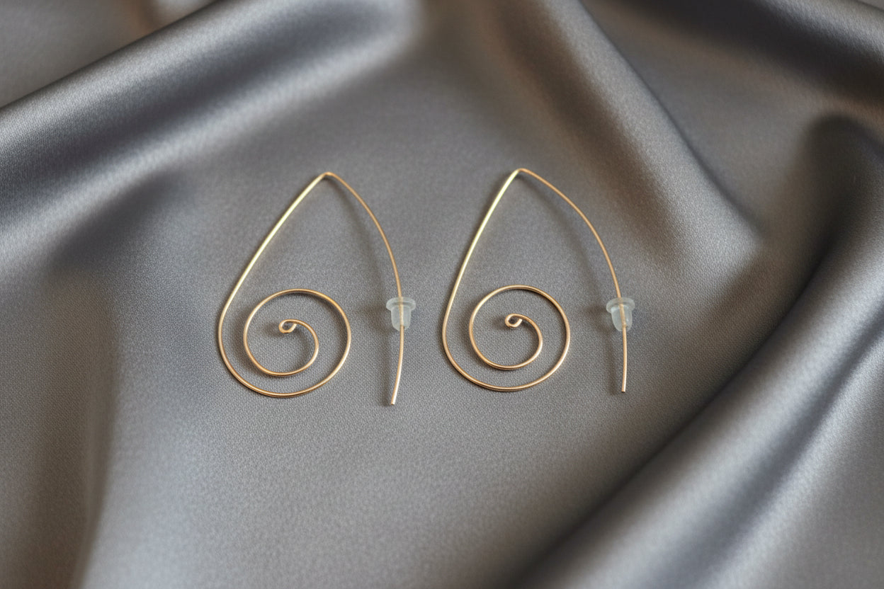 Spiral Geometric Goldfill Earrings by Susan Rosengard