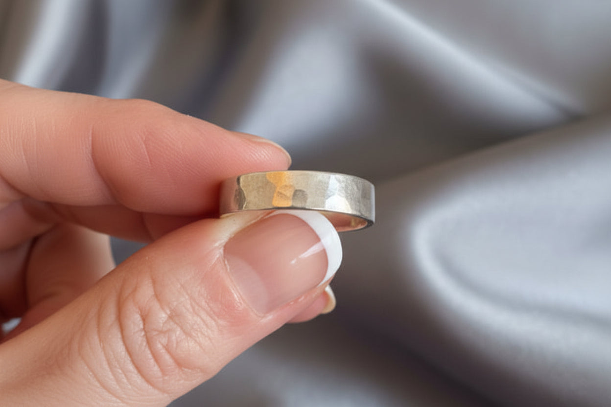 Hammered 5mm Width Sterling Band