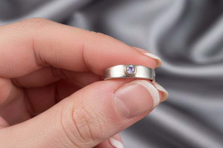 Sterling hackmanite Ring with Gold Vermeil