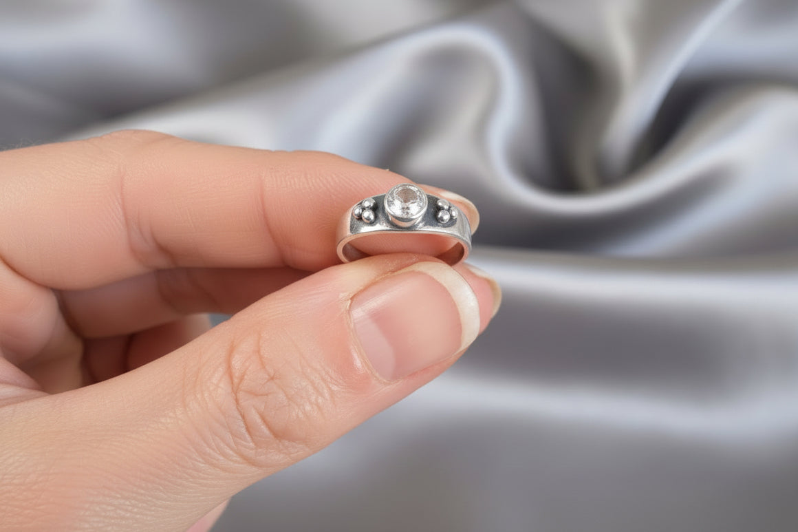 Sterling hackmanite Ring with Sterling Ornaments