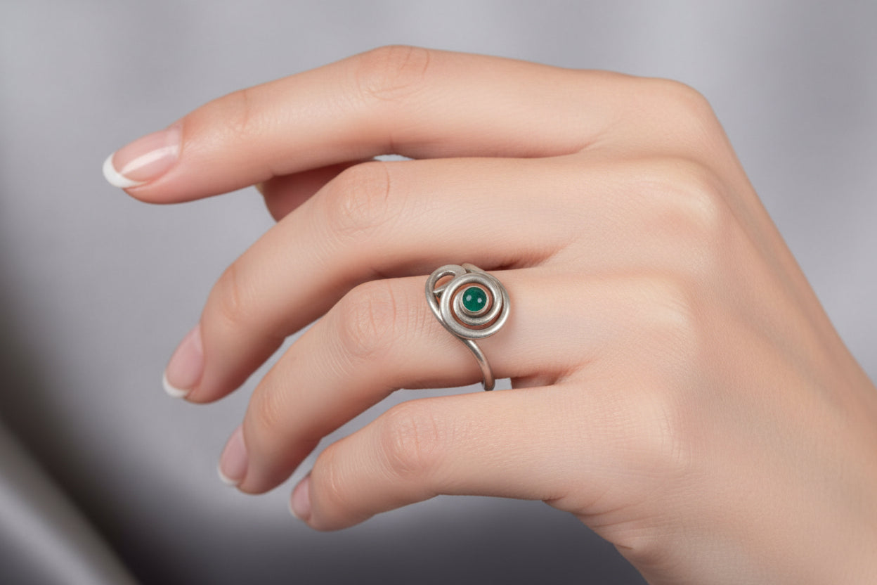 Green Onyx 4 mm Sterling Silver Ring by Reflections in Silver