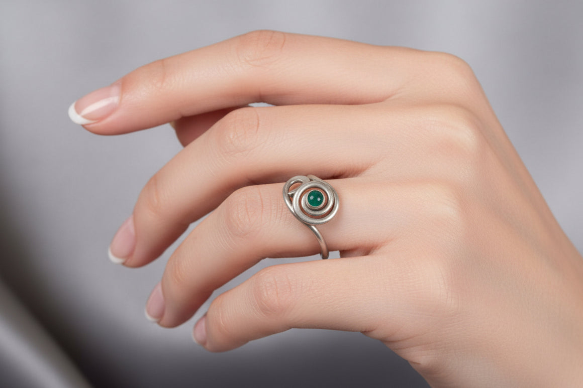 Green Onyx 4 mm Sterling Silver Ring by Reflections in Silver