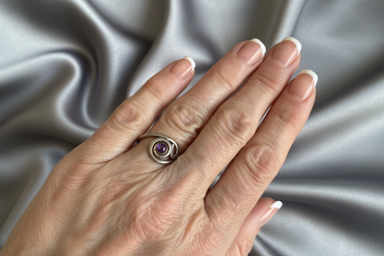 Amethyst 4 mm Sterling Silver Ring by Reflections in Silver