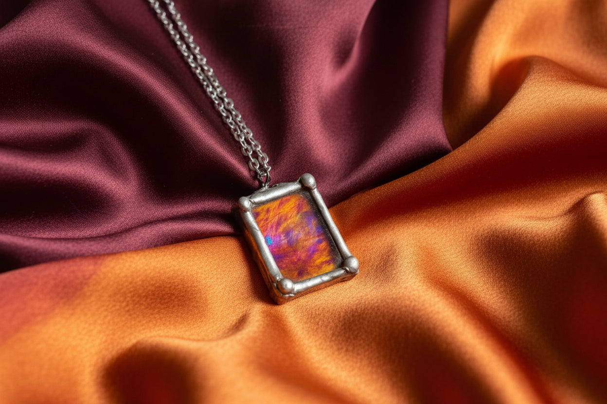 Solid Metal, Iridescent Necklace, 27" Chain