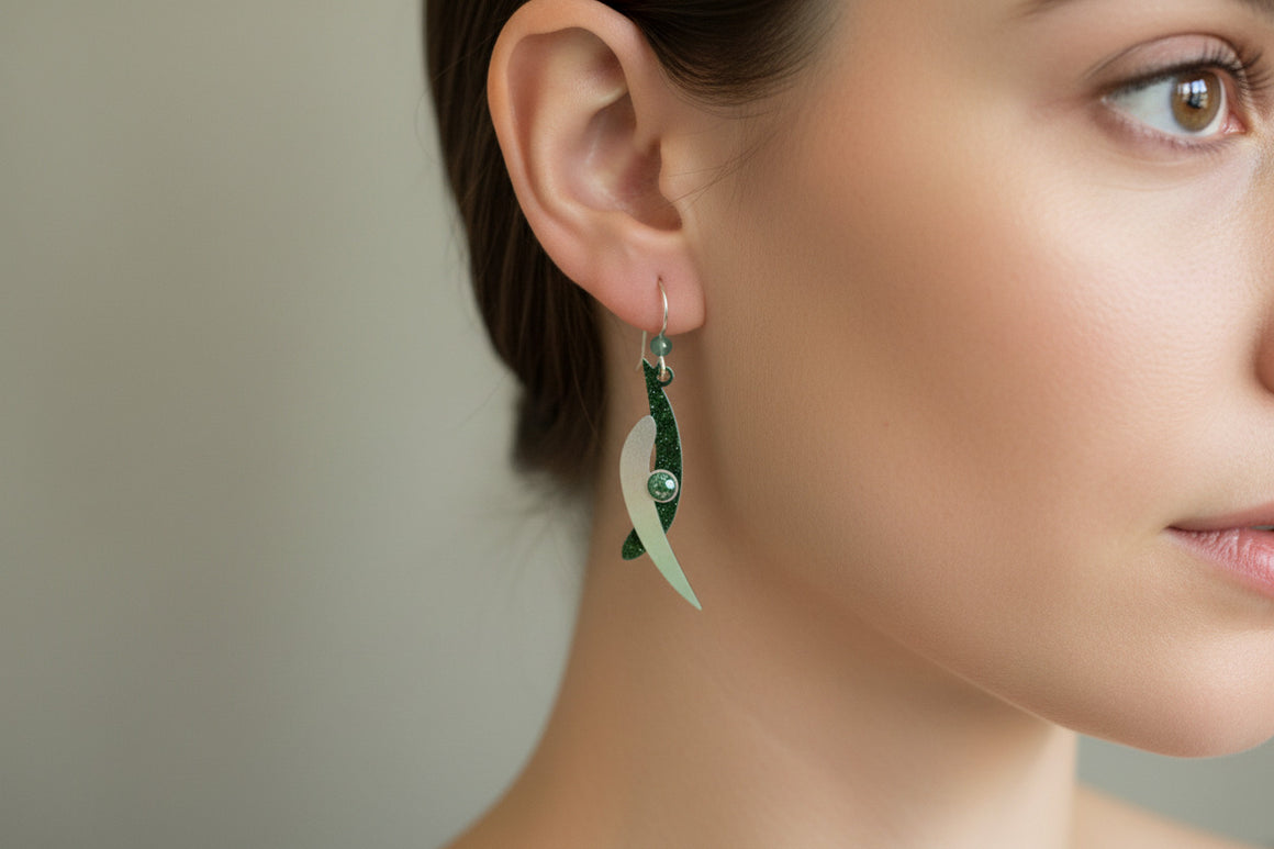 Adajio Green Boomerang Earrings