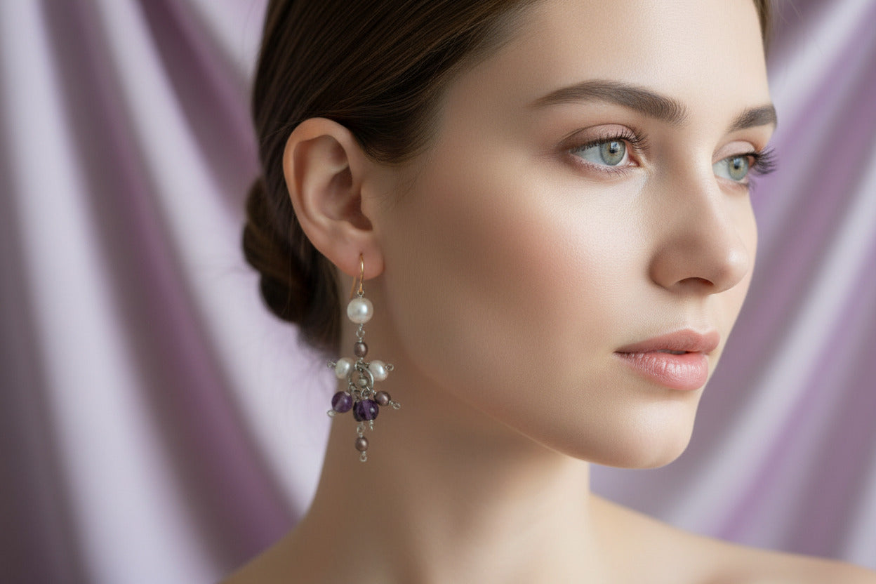 Grape Glass Cluster Earrings by Jamie Barthel