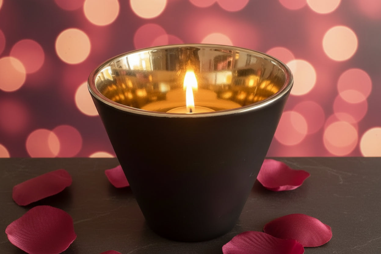 Black Ceramic Gold lined Votive Holder