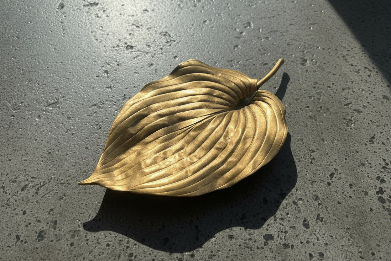 14 k Gold Coated Hasta Leaf Platter