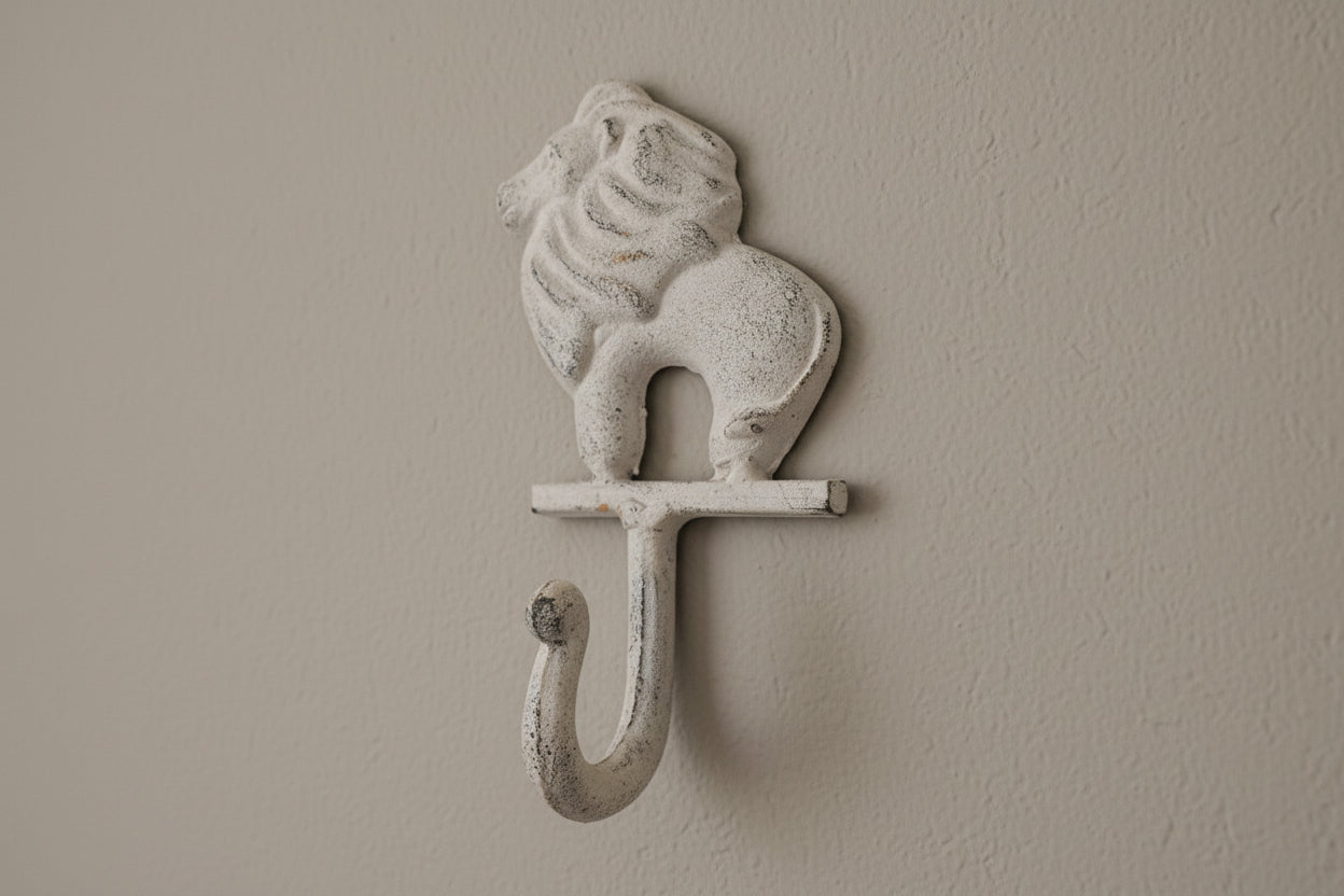 White Cast Iron Lion Hook