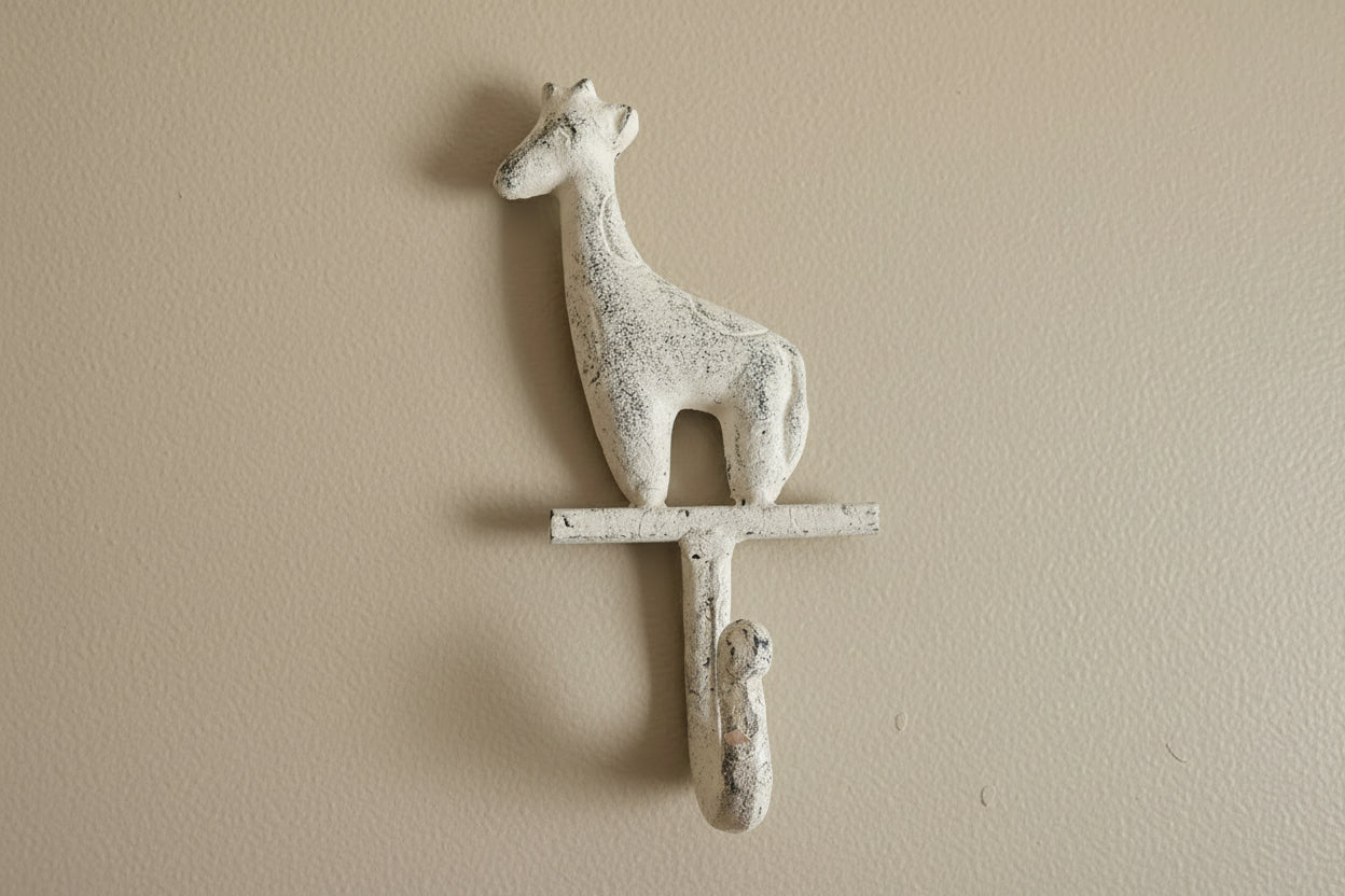 White Cast Iron Giraffe Hook