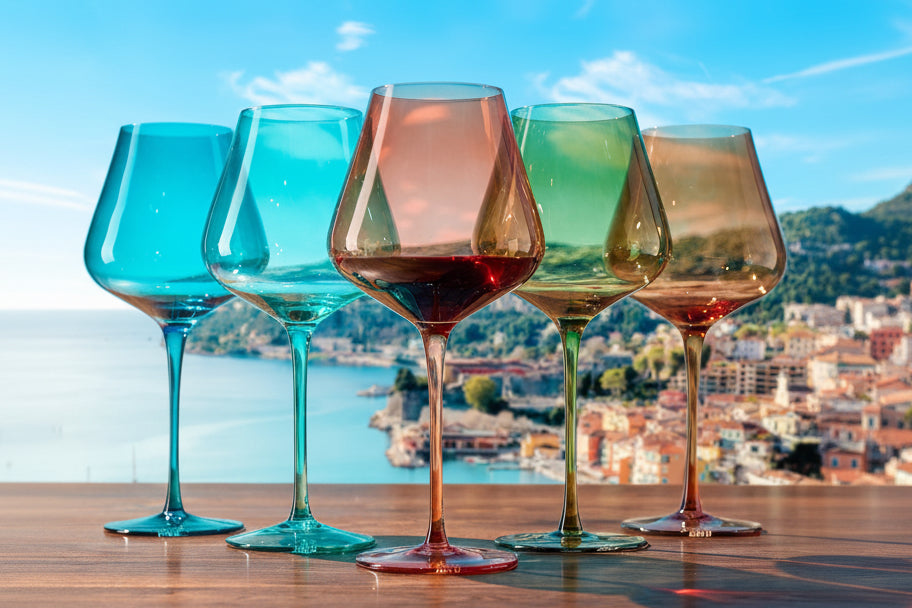 Stagioni Stemmed Wine Glassware, French Riviera, Set of 5