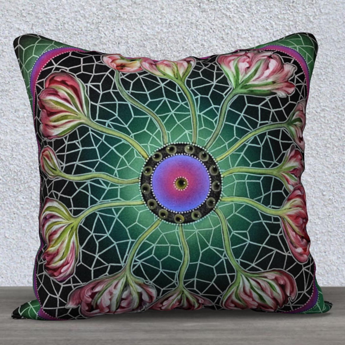 Mosaic Tulips Pillow by Jamie Barthel