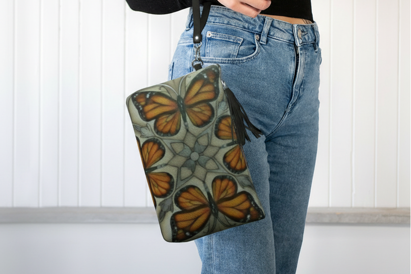 Monarch Zipper Make Up Bag