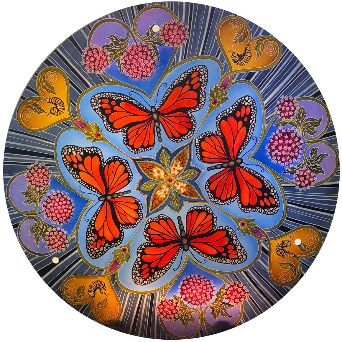 Monarch Reverse Hand Painted Glass Chandelier by Jamie Barthel- Custom Artisan Lighting from Woodstock, New York