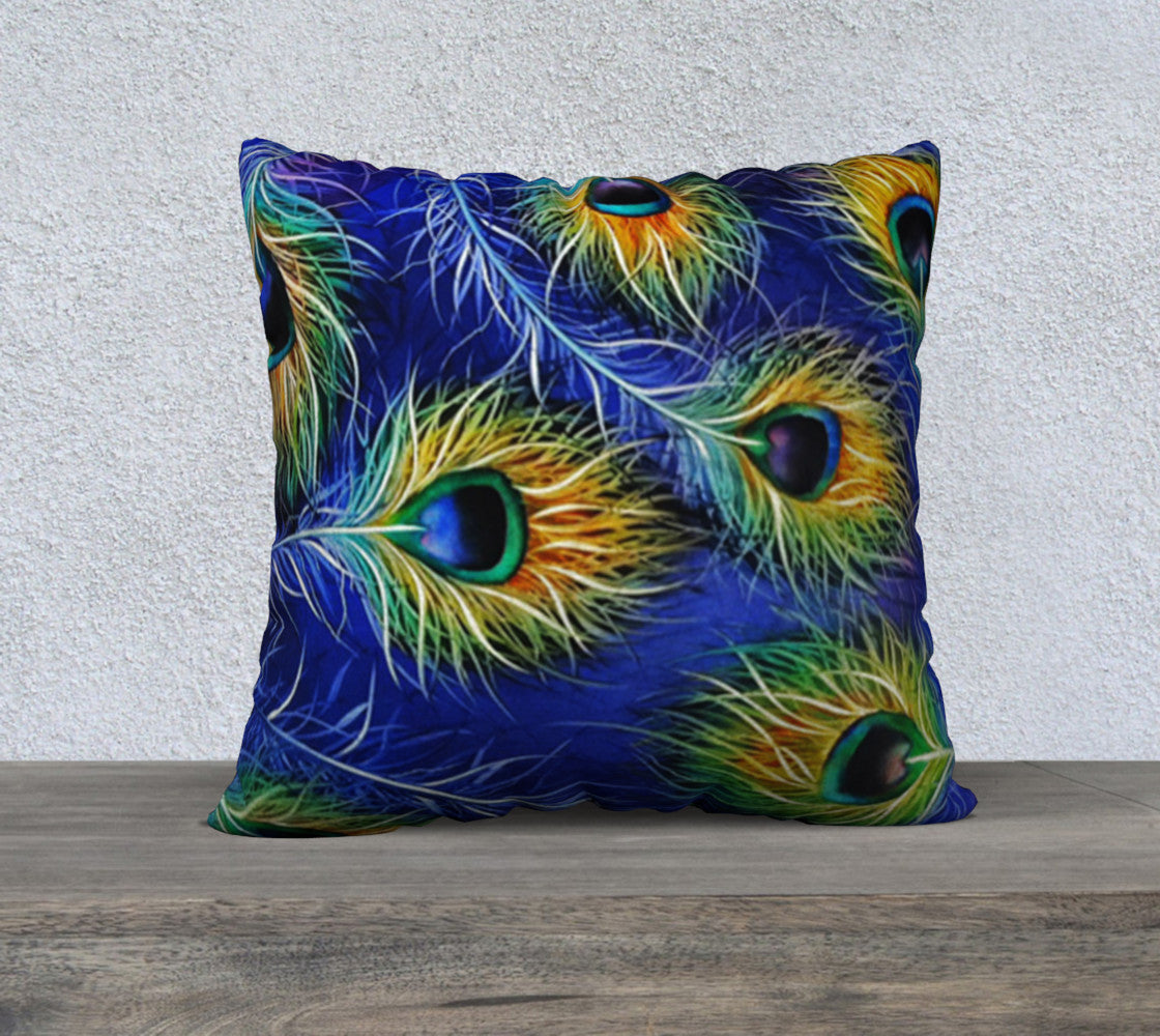Peacock Multi-Feathered Pillow by Jamie Barthel