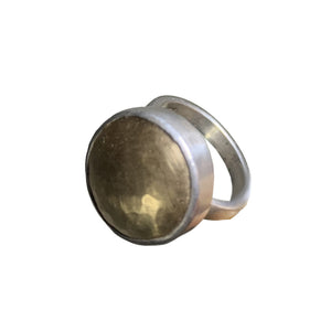 Hammered Goldfill Domed Bezel Set Ring