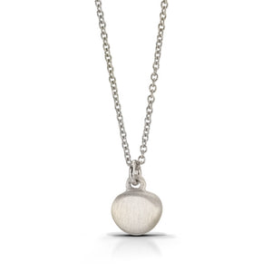 Silver Pebble Pendant Necklace with shadow finish
