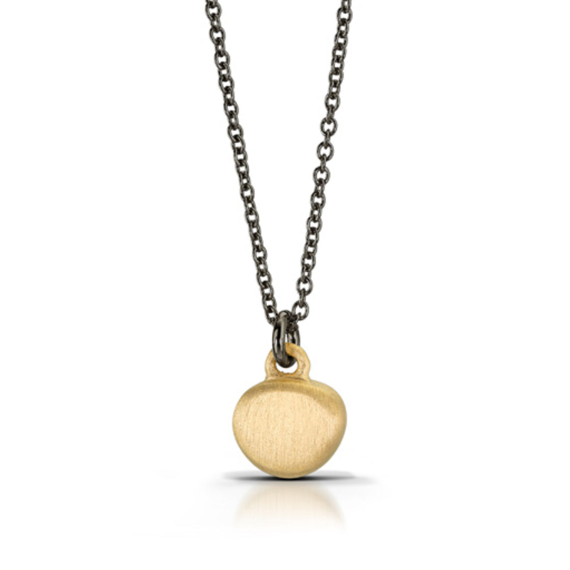 Baby Pebble Pendant in 14k Vermeil Finish and Oxidized Silver Chain