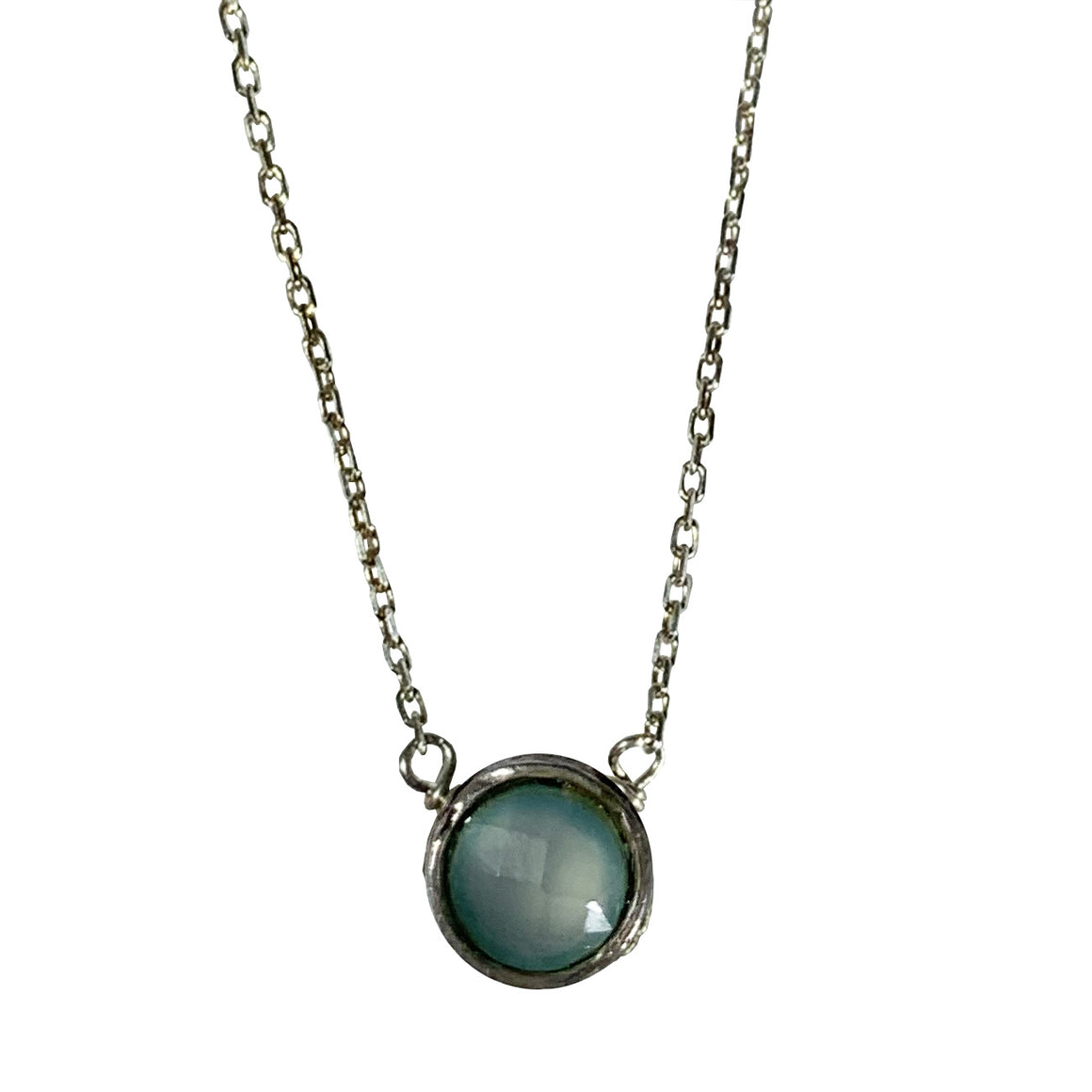 Aqua Chalcedony and Sterling Pixie Necklace