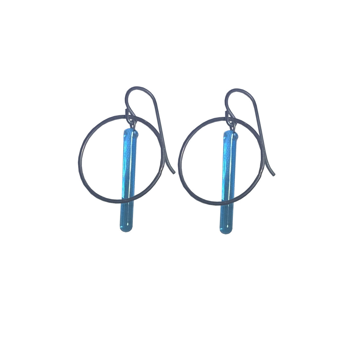 Small Blue Ocean Pendulum Hoops Earrings