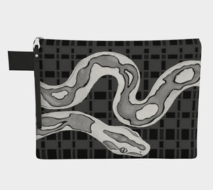Checkers the Snake Black and White Zipper Carry All Bag
