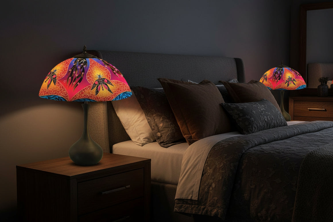 Reverse Hand Painted Dragonfly Blue Lamp by Jamie Barthel