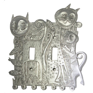 Double Cat Family Switch Plate