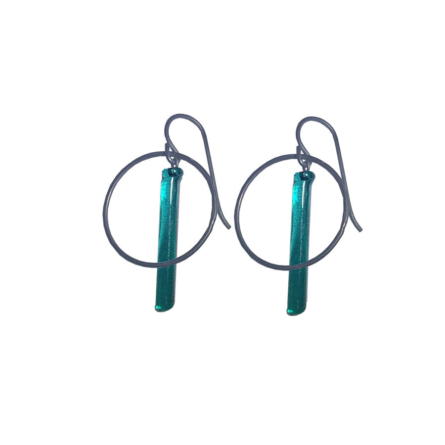 Small Emerald Pendulum Hoops Earrings