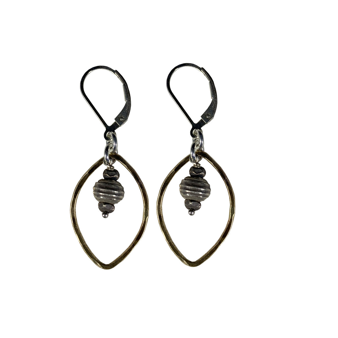 Hammered 14k Goldfill with Sterling Drop Earrings
